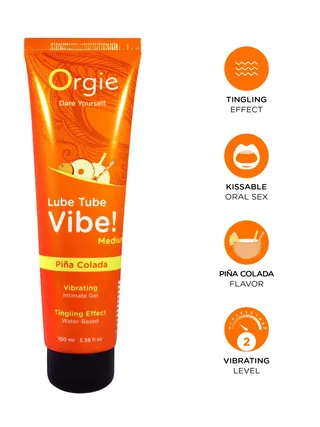 Orgie Lube Tube Vibe! - Medium - Pina Colada - 100ml
